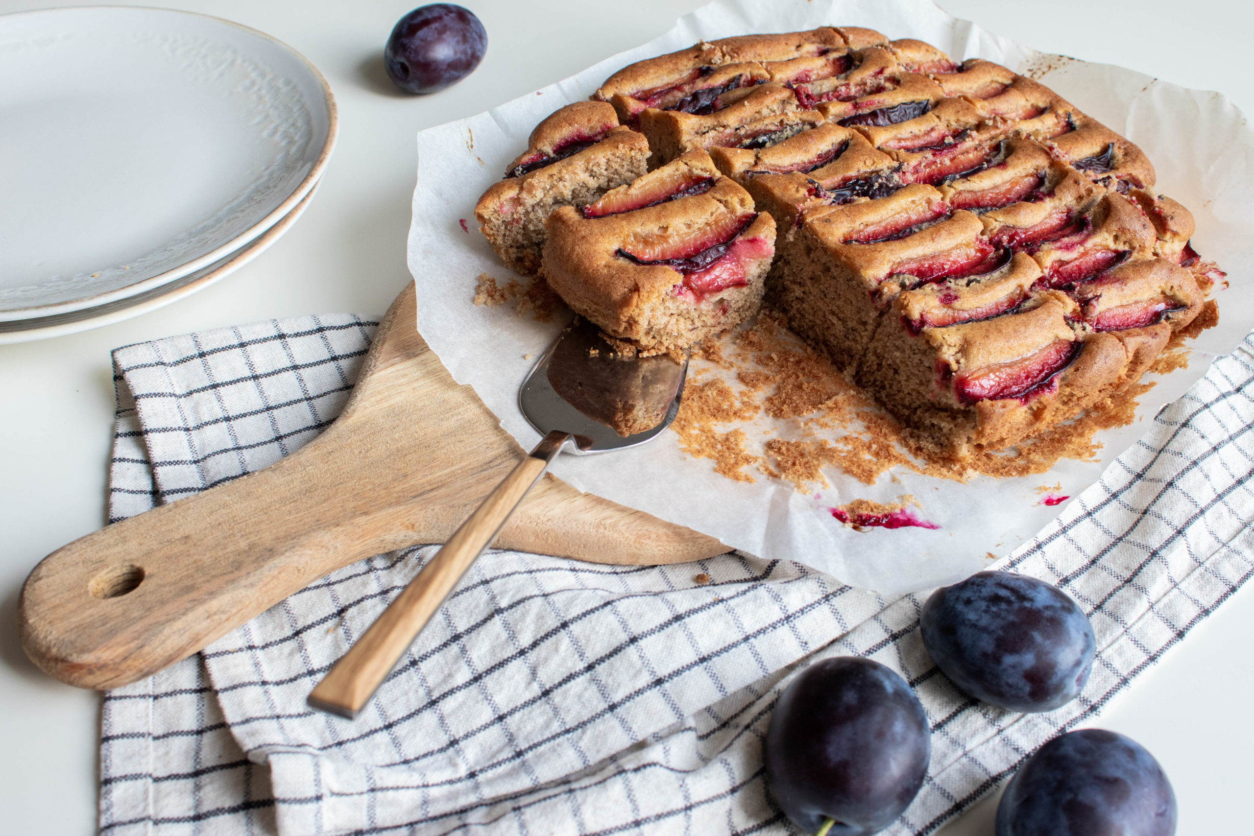 Banana-Plum Cake - A Taste of Fun - Summer and fall in one plate